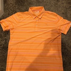 Orange Striped Puma Polo